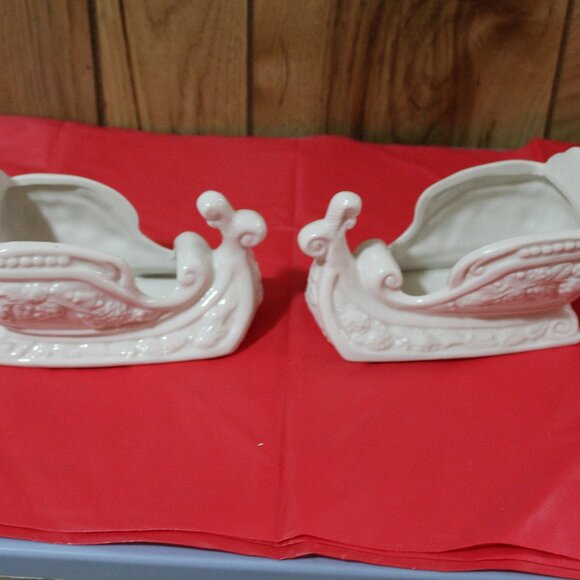 Porcelain Sleigh Holders Set of 2 - Picture 1 of 5